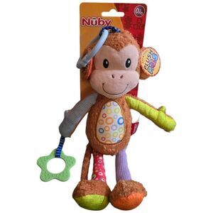 Nuby Plush Pals Cuddle & Play Monkey Toy Baby Infants NWT Teether Clip